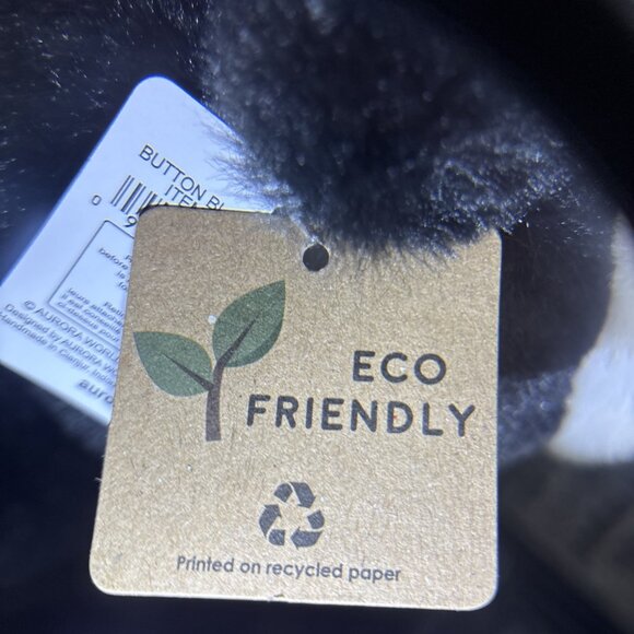 Aurora Holiday Christmas Button Black Bear 11" Eco Friendly Recycled Materials - Picture 5 of 11